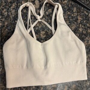 NVGTN Cream Ribbed Crop Top